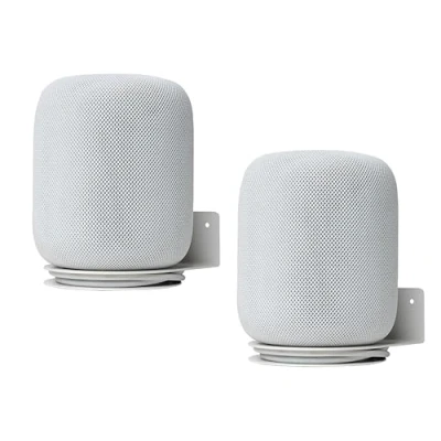 Abbildung von shinar Metall Wandhalterung Kompatibel mit Homepod 2, Halterung Zubehör Ständer 2 Gen. 2023 integriertem Kabelmanagement Max. 12 kg (2 Pack, Weiß)