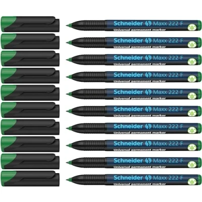 Abbildung von Schneider Maxx 222 F Universal Marker (permanent, Cap Off Ink, nachfüllbar, 0,7 mm) 10er Packung grün