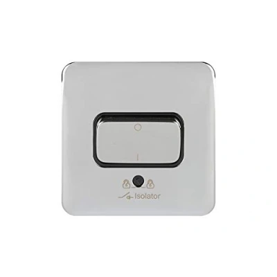Abbildung von Schneider Electric Lisse Screwless Deco einzelner Lüfter Trennschalter, 3 polig, 10 A, poliertes Chrom mit schwarzem Einsatz, GGBL1013BPC