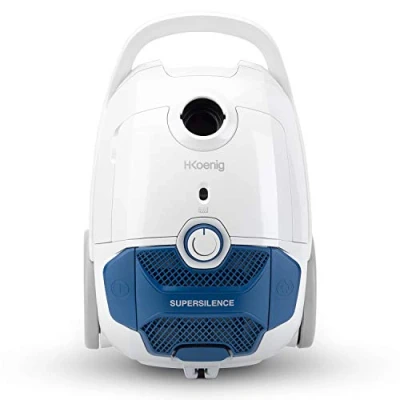 Abbildung von AXO800 AAAA Staubsauger mit Beutel, 3 l, leistungsstark, HEPA Filter H12, geräuscharm 68 dB, weiß/bl