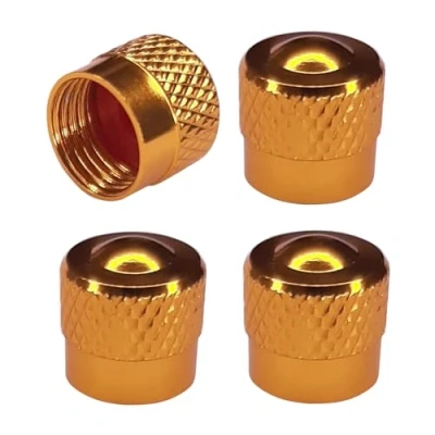 Abbildung von cyclingcolors 4X Ventilkappen Ventildeckel Auto Motorrad Fahrrad Ventilabdeckung Radventilkappen Reifenventilkappen Autoventil Kappen Aluminium, Gold