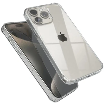 Abbildung von EAZY CASE Premium Crystal TPU Hülle kompatibel mit iPhone 15 Pro Max Silikon Kameraschutz, Slimcover, Handyhülle, Silikonhülle, Backcover, Durchsichtig, Klar/Transparent