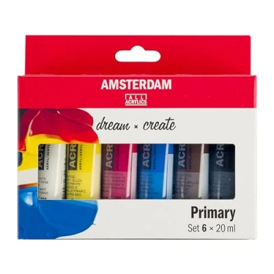 Abbildung von Talens Acrylfarbe AMSTERDAM Acrylfarben Set Primär, 6 x 20 ml