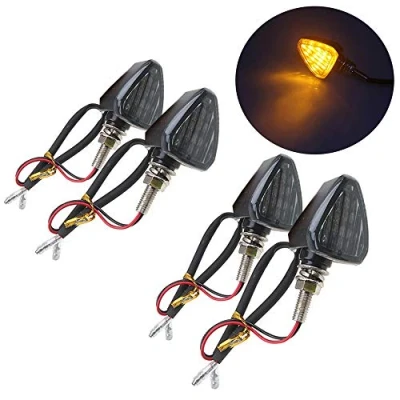 Abbildung von SFONIA 4pcs Motorrad Blinker Licht 12V 15LED Blinkerleuchten Wasserdicht Universal Scooter Quad Cruiser Off Road (Rauch)