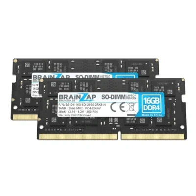 Abbildung von BRAINZAP 32GB DDR4 RAM SO DIMM PC4 2666V 2Rx8 2666 MHz 1.2V CL19 Notebook Laptop Arbeitsspeicher (2X 16GB)