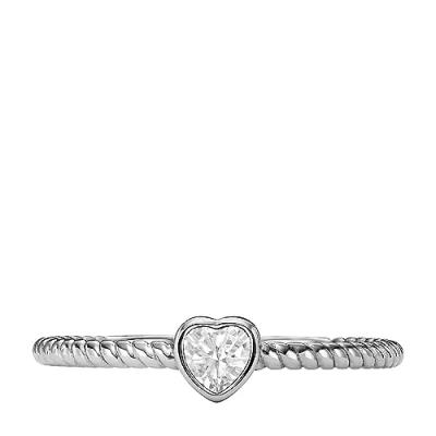 Abbildung von Fossil Damen Ring, All Stacked Up Edelstahl Herz Glitzer Ring
