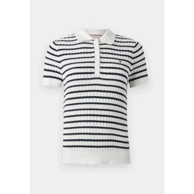 Abbildung von Tommy Hilfiger Poloshirt, Damen, Größe: XXS, Ivory/dark night navy