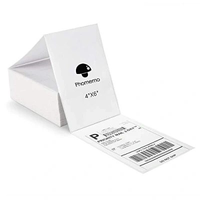 Abbildung von Phomemo 4&quot;x 6&quot; Direktes Thermo Etiketten, Versand Etiketten Versandetiketten kompatibel mit allen Kurierunternehmen, Desktop Etikettendrucker ，500/Thermofaltetikett