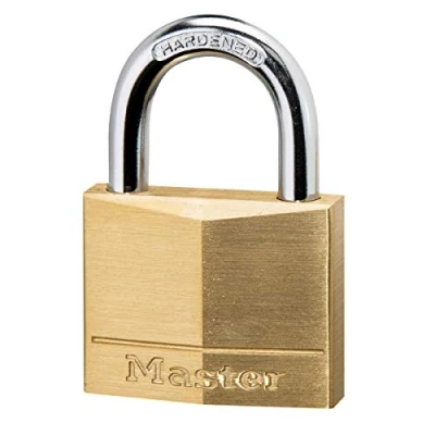 Abbildung von MASTER LOCK 40 mm breites Vorhngeschloss aus Massivmessing, Herkömmliches Vorhängeschloss, Tastensperre, Unterschiedliche Schließung, Aufbewahrungsspind, Werkzeugkasten, Messing, Silber, Messing