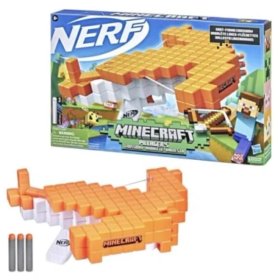 Abbildung von Darts abfeuernde Nerf Minecraft Pillager‘s Armbrust, echte Armbrust Action, enthält 3 Elite