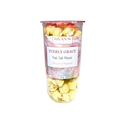 Abbildung von Everly Grace Popcorn Pink Salt Retreat, 20 g Becher mit Avocadoöl und rosa Salz aus unserer Manufaktur in Augsburg, Deutschland