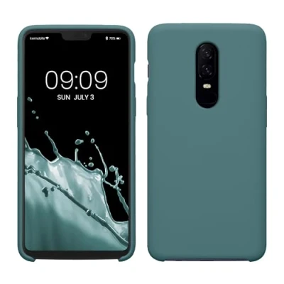 Abbildung von kwmobile Hülle kompatibel mit OnePlus 6 Silikon Handy Case Handyhülle weiche Oberfläche kabelloses Laden Arctic Night