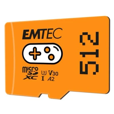 Abbildung von Emtec Gaming ECMSDM512GXCU3G MicroSD Karte, 512 GB, Schreibgeschwindigkeit 95 MB/s, Lesegeschwindigkeit 100 Orange
