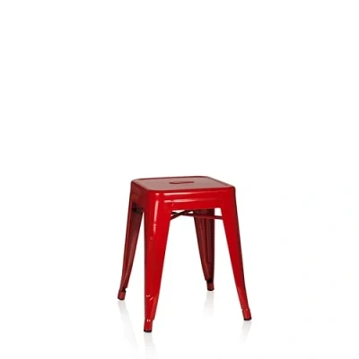 Abbildung von hjh OFFICE 645001 Metall Hocker VANTAGGIO Rot Sitzhocker im Industry Design, stapelbar, niedrig