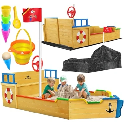 Abbildung von KIDIZ Sandkasten, Sandkasten Ahoi Piratenschiff Boot Segelschiff aus Holz
