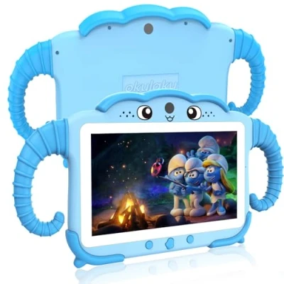 Abbildung von Kinder Tablet 7 Zoll Kids für ab 3 14 Android Kindertablet mit Hülle 2GB+32GB Kindersicherung GMS Certified Kleinkind WiFi Dual Kamera Google Play Store Mädchen Junge Blau