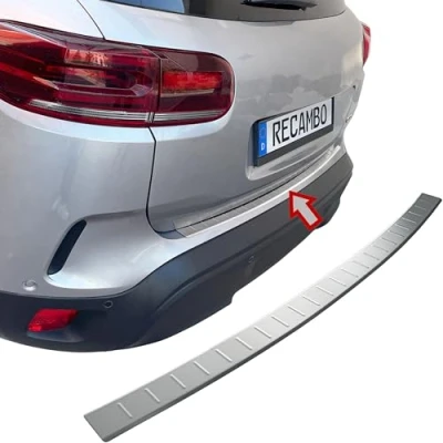 Abbildung von RECAMBO Ladekantenschutz Edelstahl matt gebürstet mit Textur kompatibel für Citroen C5 Aircross ab 2018 Styling und Schutz die Stoßstange