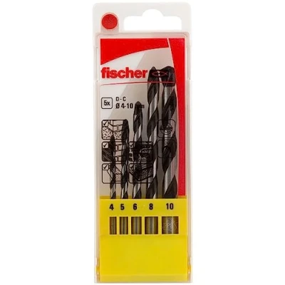 Abbildung von fischer Steinbohrer Set, 4 10 mm Durchmesser, Aufsätze für Bohrmaschinen, Bohrerset mit verschiedenen Größen, Werkzeug zum Bohren in Mauerwerk &amp; Naturstein, 5er Pack