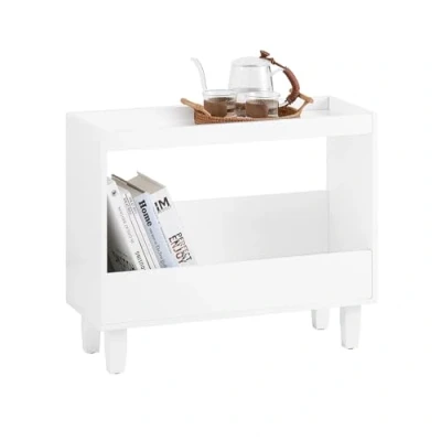 Abbildung von SoBuy Nachttisch Boxspringbett Nachtschrank Nachtkommode Beistelltisch Nischenregal Badezimmerregal schmal Weiß BHT ca. 60x50x25cm FBT147 W