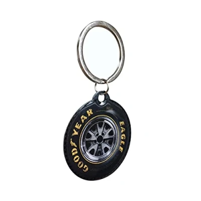 Abbildung von Nostalgic Art Retro Schlüsselanhänger, Ø 4 cm, Goodyear Wheel Geschenk Idee für Motor Fans, aus Metall, Vintage Design