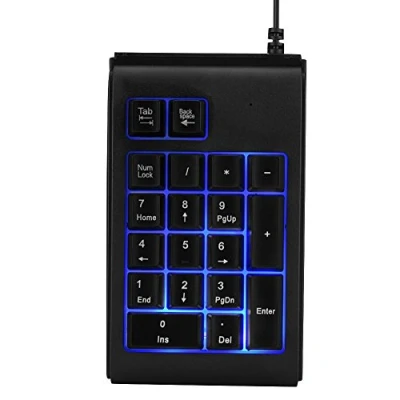Abbildung von ASHATA Nummernblock Numeric Keypad, Tragbare Mechanischer USB Ziffernblock,Ergonomisch 19 Tasten Externer Tastatur Pad für Laptop Desktop PC Schwarz