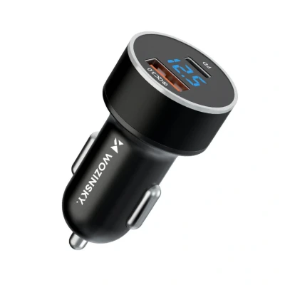 Abbildung von Autoladegerät USB C A 36W Ladegerät in Schwarz Schnellladegerät mit digitale Anzeige