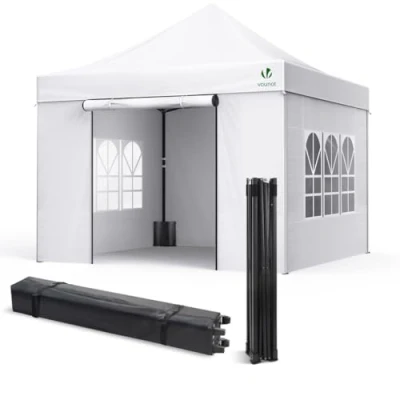 Abbildung von VOUNOT® Pavillon 3x3m Wasserdicht Stabil Winterfest, Pop Up Faltpavillon mit 4 Seitenteilen und Sandsäcke, Party Faltbar Gartenzelt Partyzelt, Weiß