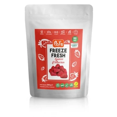 Abbildung von POL&#039;S FREEZE FRESH Gefriergetrocknete ganze Erdbeeren, Big Pack 250g, 100% sonnengereifte Trockenfrüchte in höchster Qualität, ohne Zuckerzusatz, frei von Zusatzstoffen
