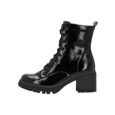 Abbildung von Palado Stiefeletten Damen Kefalonia warme &amp; bequeme Winterschuhe für Frauen mit rutschfester Gummisohle moderne Boots Blockabsatz Herbst Winter Schwarz Lack UK4,5 EU37