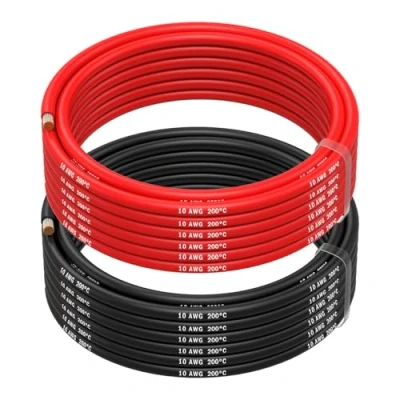 Abbildung von MMOBIEL 10 AWG Silikon Elektronik Kabel Gauge (5,26mm²) Verzinnte Kupferkabel 2 Separate Rot &amp; Schwarz Jede 5m / 16.4ft für RC, Drohnen, 3D Drucker, Batterien, Sprecherkabel, Led Strips