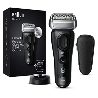 Abbildung von Braun Series 8 Rasierer Herren mit 3+1 Scherkopf, Elektrorasierer &amp; Trimmer für Präzision, Sonic Technologie 40 Kopf Konturenanpassung, Wet Dry, 8410s, schwarz