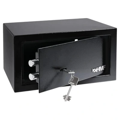 Abbildung von HMF Möbeltresor Safe Tresor mit Schlüssel, Möbeltresor, Doppelbartschloss, 31 x 17 25 cm, Schwarz