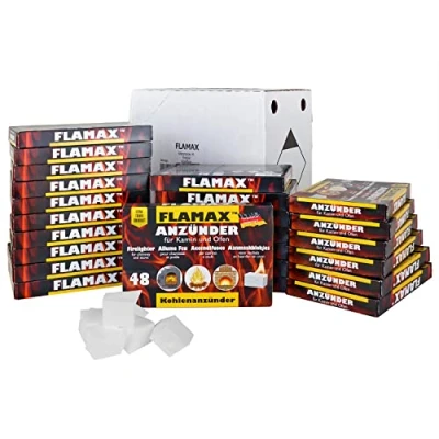 Abbildung von FLAMAX Anzündwürfel 288x / 576x 1152x Kaminanzünder, Kohleanzünder, Grillanzünder, Ofenanzünder Made in Germany, 24 Pakete = 1152 Würfel