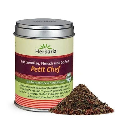 Abbildung von Herbaria Petit Chef Bio 75g M Dose fertige Gewürzmischung mediterrane Nudelsoßen, Eintöpfe, Gemüsesuppen &amp; Ratatouille mit erlesenen Zutaten in nachhaltiger Aromaschutz