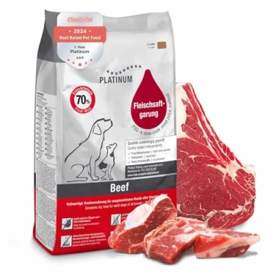 Abbildung von PLATINUM Hundenahrung Adult Beef aus Fleischsaftgarung 5kg Hundefutter trocken nährstoffreich wie Barf besonders schmackhaftes Hundetrockenfutter für kleine und große Hunde in DE geprüft