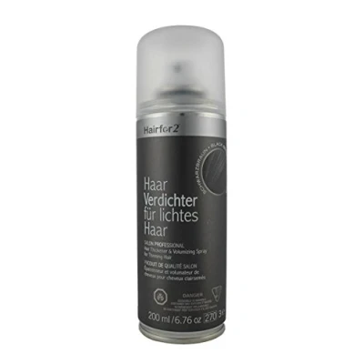 Abbildung von Hairfor2 Haarverdichtungsspray gegen lichtes Haar Haarpuder Streuhaar Haarauffüller Haarausfall Haarverdichter (200ml, Schwarzbraun)