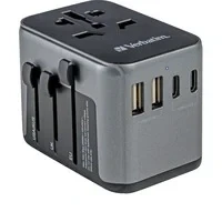 Abbildung von Verbatim Universal Reiseadapter UTA‑03, Steckdosenadapter mit 2 USB‑A und 3 USB C Anschlüssen, Reisestecker für Laptop, Handy, Kamera Co, weltweit einsetzbar, 100 250 V