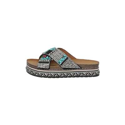 Abbildung von Palado Plateau Pantoletten Damen Kegno by Sila Sahin elegante Sandalen bequeme Hausschuhe mit Sohle modische Sommerschuhe Schwarz UK4,5 EU37