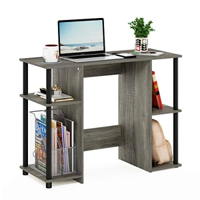 Abbildung von Furinno Jaya Compact Computerschreibtisch, Holz, French Oak Grey/Black, 39,5 x 97,5 72,6 zm