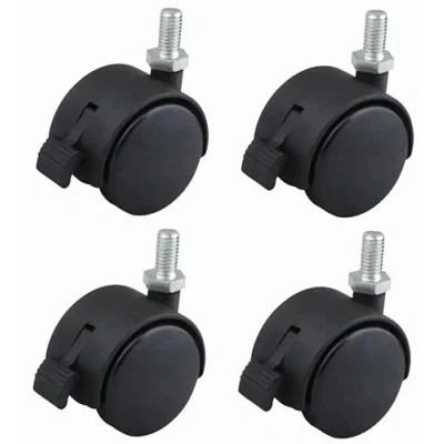 Abbildung von cyclingcolors 4x Möbelrollen 40mm Lenkrollen M8x15 mit Bremse bis 40kg pro Rad Schwenkrollen Innenmöbel Transportrollen geringem Rollwiderstand