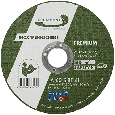Abbildung von PRODIAMANT Trennscheibe 115mm x 1,0mm 10 Stück Inox Flexscheibe für Metall Stahl und Edelstahl