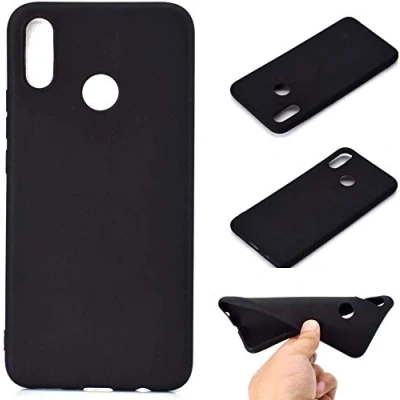 Abbildung von CoverKingz Silikon Handyhülle kompatibel mit Huawei P Smart + Plus Slim Handycase Soft Cover Bumper Gummi Hülle Matt Schwarz