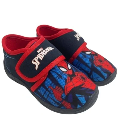 Abbildung von Spiderman Hausschuhe Kinder Junge von 2 bis 8 Jahre, Warme Pantoffeln mit Avengers Motiv 27 EU, Hauspatschen Jungs, Marvel Jungen Klettverschluss ideal fur Kindergarten, Blau