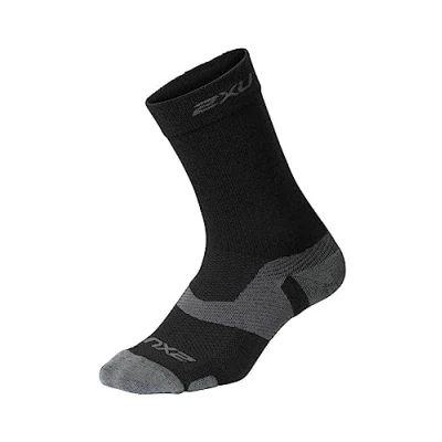 Abbildung von 2XU UK Herren Vectr Merino Light Cushion Crew Socken, Schwarz/Titanium, Größe S