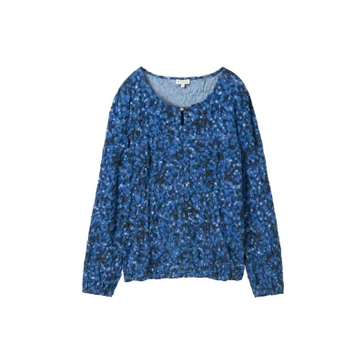 Abbildung von TOM Tailor Bluse, Damen, Größe: Small, Navy watercolor squares design