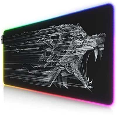 Abbildung von CSL Computer XXL RGB Gaming Mauspad LED Schreibtischunterlage 900 x 400 mm Übergröße Multi Color 11 Beleuchtungsmodi 7 Farben plus 4 Effektmodi waschbar Schwarz