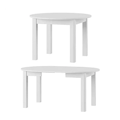 Abbildung von MPS praktisch Tisch Uran 110x110 cm Küchentisch Esszimmertisch Esstisch Wohnzimmer Rundtisch 160x110x76 4 Tischfüße Ausziehtisch ausziehbarer modern (Weiße Matt)