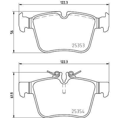 Abbildung von HELLA 8DB 355 021 831 Bremsbelagsatz für Verschleißwarnanzeiger vorbereitet MERCEDES BENZ: C Klasse Limousine, T modell, Coupe