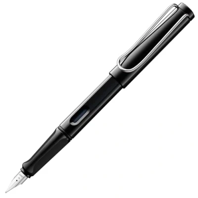 Abbildung von Lamy safari black Füller Füllhalter mit ergonomischem Griff &amp; polierter Stahlfeder in Strichbreite F robuster ASA Kunststoff inkl. Tintenpatrone T 10 blau Rechtshänder