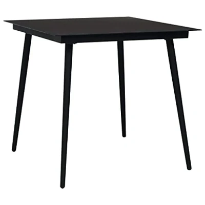 Abbildung von vidaXL Gartentisch Garten Esstisch Schwarz 80x80x74 cm Stahl und Glas (1 St)